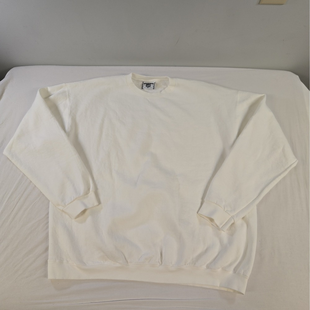 Vintage 90s Lee Crewneck Sweatshirt Mens XXL White Blank Casual Heavy Cotton USA